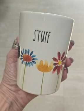 Rae Dunn Artisan Collection by Magenta "STUFF" Flower Accent Storage Holder